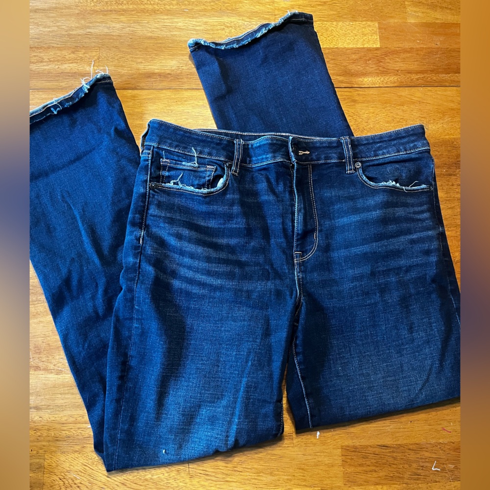 Dark Blue American Eagle wide leg Distressed Jeans